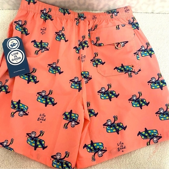 LIFE IS GOOD Mens Coral Jake Pool Party Swimming Trunks Size Small UPF 50+ NWT - Picture 7 of 7